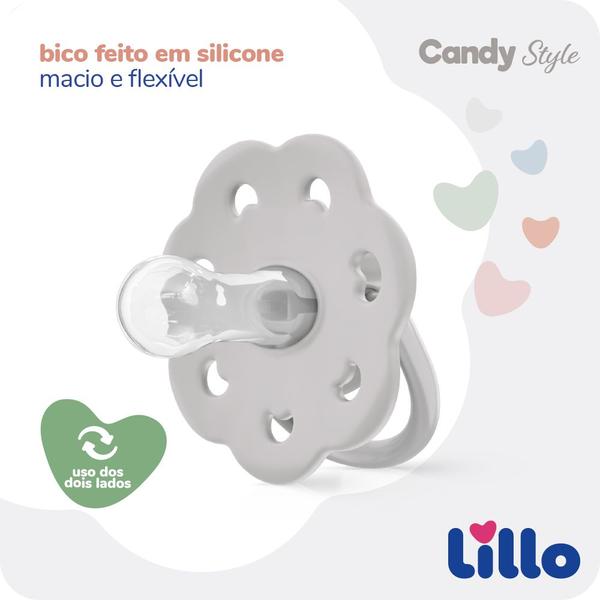 Imagem de Chupeta Candy Style Bico Redondo em Silicone 0m+ Cinza Lillo