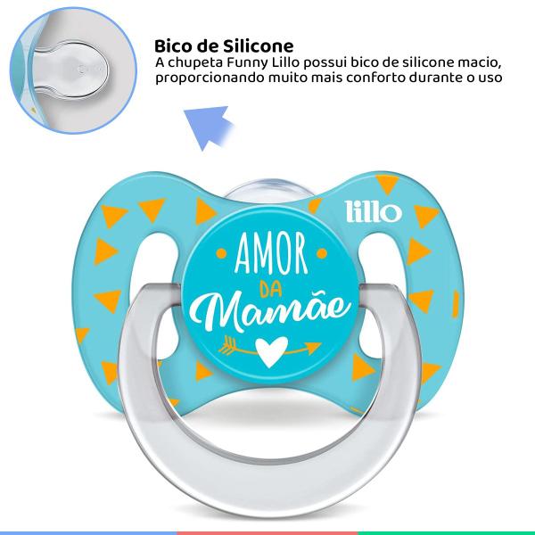 Chupeta De Bebê Infantil Com Bico de Silicone A Partir dos 6 Meses Tam 2 Azul Funny Lillo Imagem de Chupeta De Bebê Infantil Com Bico de Silicone A Partir dos 6 Meses Tam 2 Azul Funny Lillo