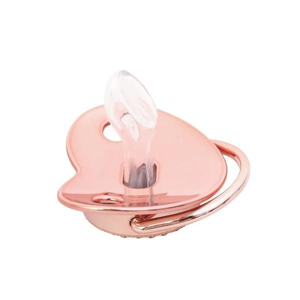 Imagem de Chupeta de Silicone Personalizada para Bebê - Ouro Rosa com 26 Letras e Clip