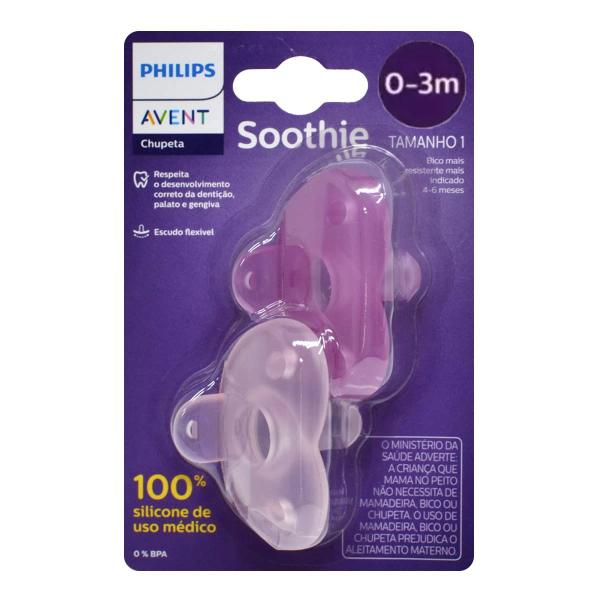 Imagem de Chupeta De Silicone Soothie Tamanho 1 Rosa 0 A 3 Meses 2 Unidades Philips