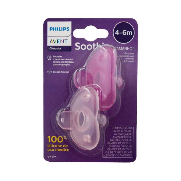 Imagem de Chupeta De Silicone Soothie Tamanho 1 Rosa 4 A 6 Meses 2 Unidades Philips