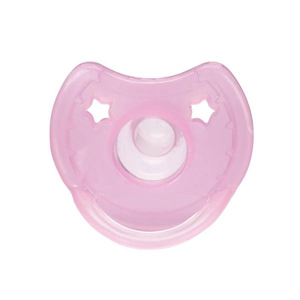 Imagem de Chupeta de Silicone T1 Menina Rosa com Bico Convencional Calmante de 0 a 6 Meses