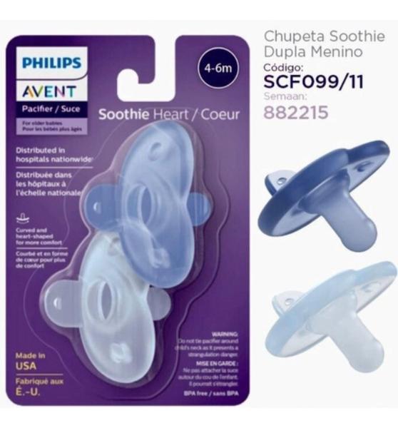 Imagem de Chupeta Dupla Avent Philips  4-6 Meses Silicone Azul