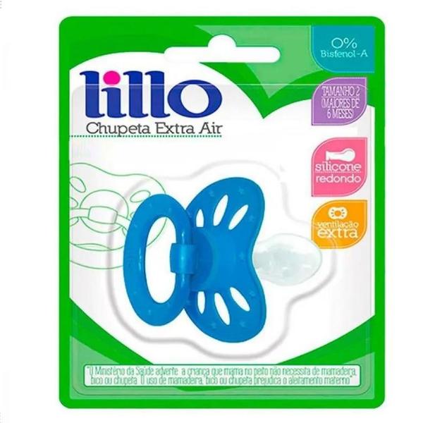 Imagem de Chupeta Extra Air Lillo Silicone Azul Tamanho 2 6 à 18 Meses