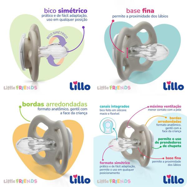 Imagem de Chupeta Little Friends Brilha no Escuro Simétrica 6+ Bico de Silicone Lillo Neutra 