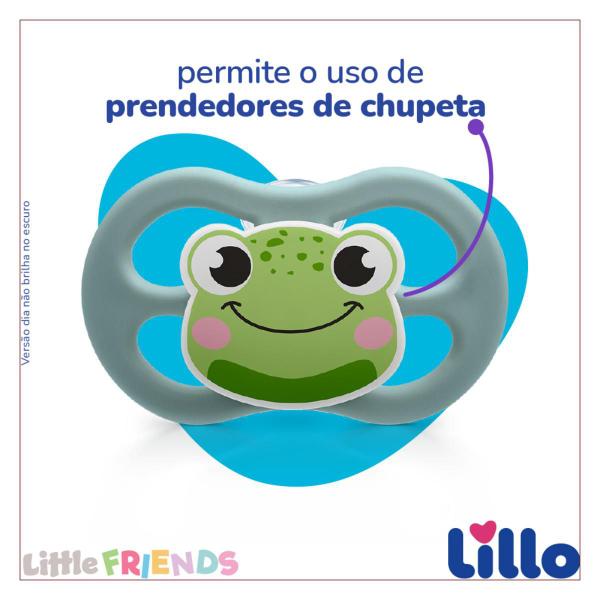 Imagem de Chupeta Little Friends Glow Simétrica 6+ Bico de Silicone Lillo Neutra Rosa