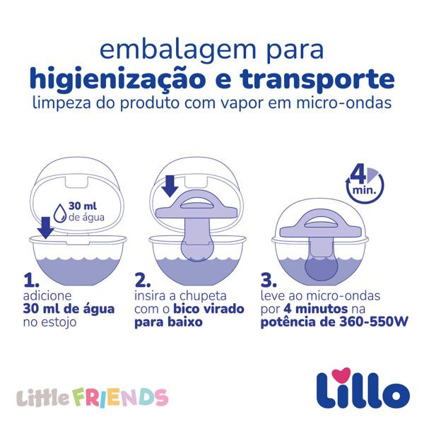 Chupeta Little Friends Glow Simétrica 6+ Bico de Silicone Lillo Rosa Imagem de Chupeta Little Friends Glow Simétrica 6+ Bico de Silicone Lillo Rosa