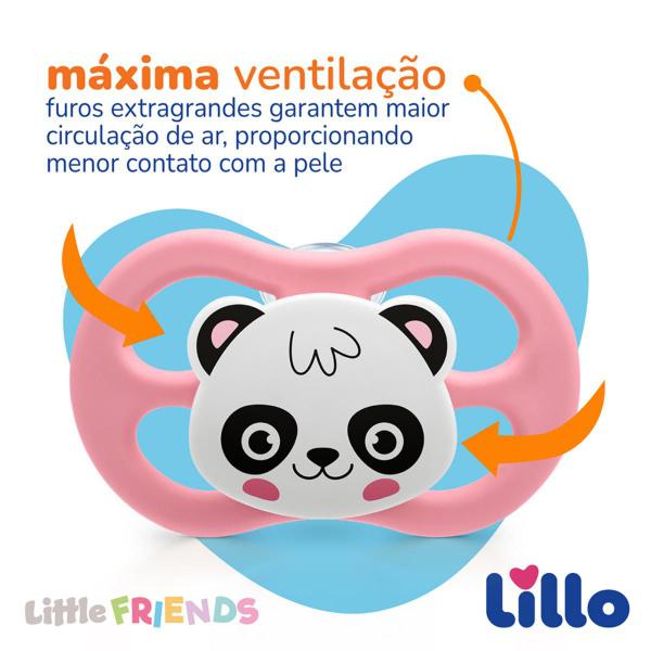Chupeta Little Friends Glow Simétrica 6+ Bico de Silicone Lillo Rosa Imagem de Chupeta Little Friends Glow Simétrica 6+ Bico de Silicone Lillo Rosa