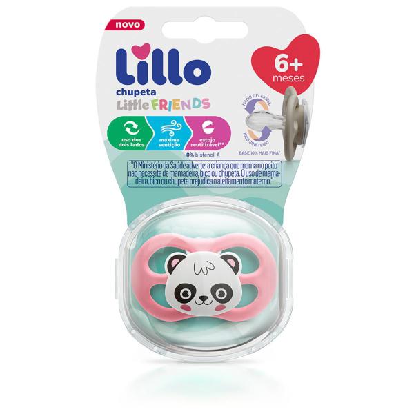 Chupeta Little Friends Glow Simétrica 6+ Bico de Silicone Lillo Rosa Imagem de Chupeta Little Friends Glow Simétrica 6+ Bico de Silicone Lillo Rosa