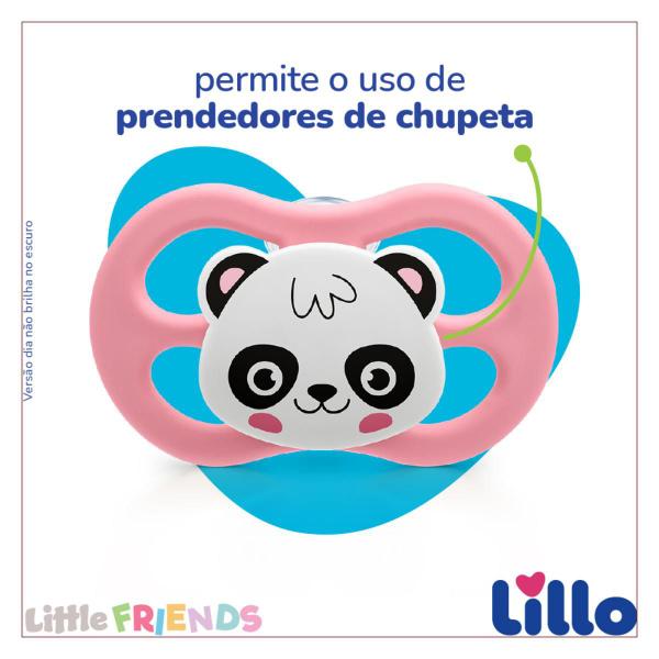 Chupeta Little Friends Glow Simétrica 6+ Bico de Silicone Lillo Rosa Imagem de Chupeta Little Friends Glow Simétrica 6+ Bico de Silicone Lillo Rosa