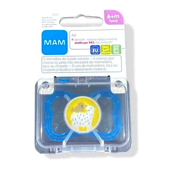 Imagem de Chupeta Mam Air Bico de Silicone 6+ Meses Azul - MAM