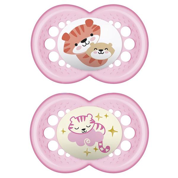 Chupeta Mam Original Day & Night 16+ Meses Rosa Desenhos Sortidos com 2 Unidades Imagem de Chupeta Mam Original Day & Night 16+ Meses Rosa Desenhos Sortidos com 2 Unidades