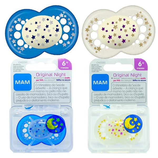 Chupeta Mam Original Night 6m+ Brilha Escuro Menino Menina Mam Imagem de Chupeta Mam Original Night 6m+ Brilha Escuro Menino Menina Mam