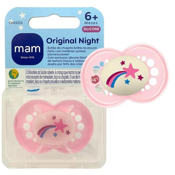 Chupeta Mam Original Night 6m+ Brilha Escuro Menino Menina Mam Imagem de Chupeta Mam Original Night 6m+ Brilha Escuro Menino Menina Mam