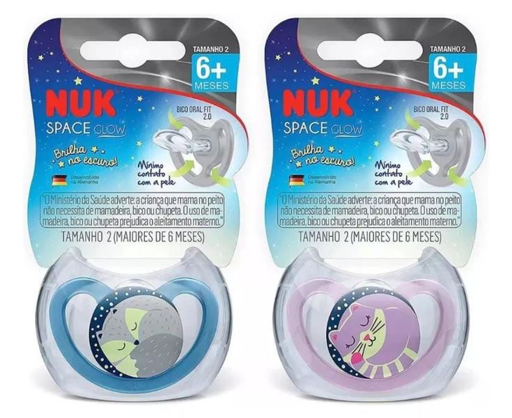 Chupeta Nuk Space Glow Silicone Tam 2 6+ Meses Imagem de Chupeta Nuk Space Glow Silicone Tam 2 6+ Meses