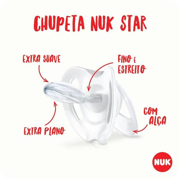 Chupeta NUK Star Boy Silicone 6-18 Meses Imagem de Chupeta NUK Star Boy Silicone 6-18 Meses