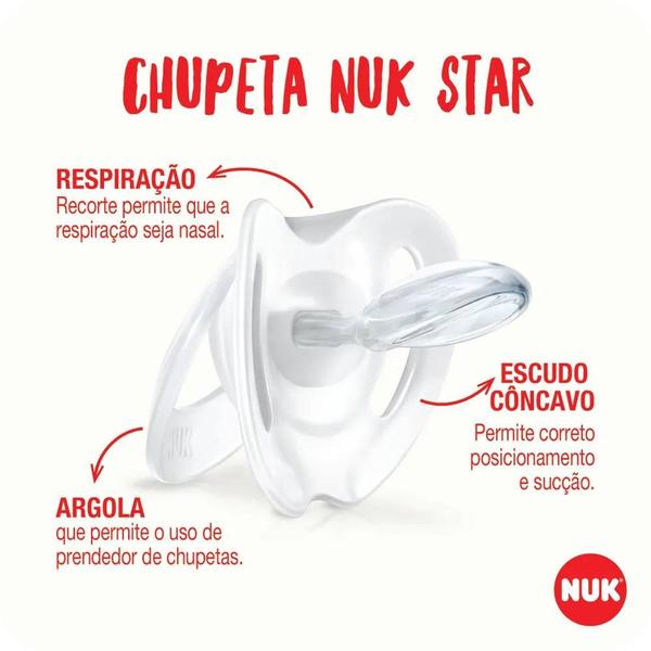 Chupeta NUK Star Boy Silicone 6-18 Meses Imagem de Chupeta NUK Star Boy Silicone 6-18 Meses
