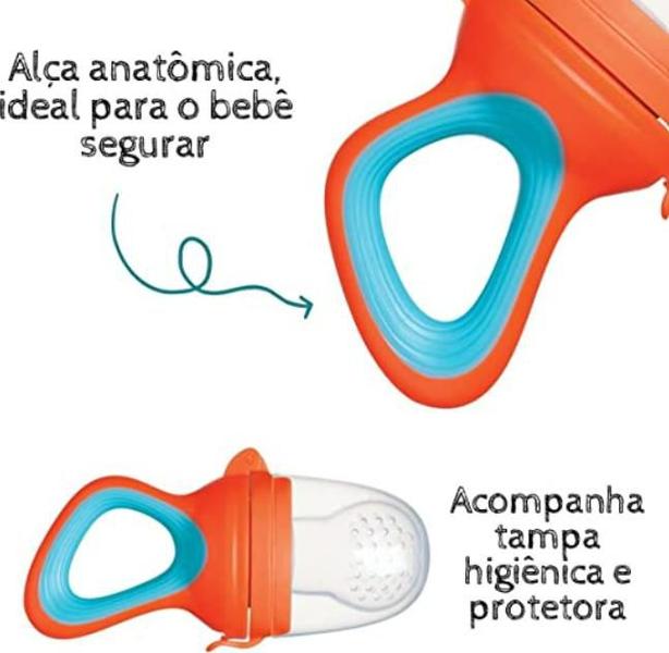 Imagem de Chupeta Porta Fruta Introdução Alimentar Rosa e Laranja Buba