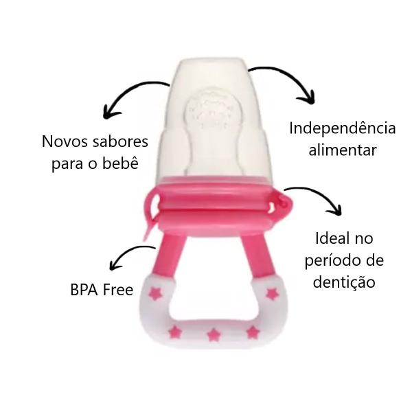 Imagem de Chupeta Rosa Infantil Alimentadora Bico Silicone Papinha