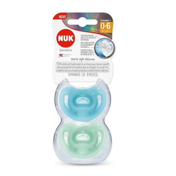 Imagem de Chupeta Sensitive Silicone 0-6m Azul C/2 Nuk