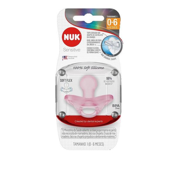 Imagem de Chupeta Sensitive Silicone 0-6m Rosa Nuk