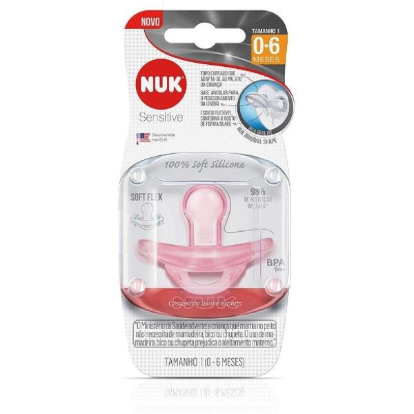 Chupeta Sensitive Soft 100% Silicone Rosa - NUK Imagem de Chupeta Sensitive Soft 100% Silicone Rosa - NUK