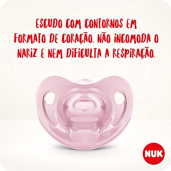 Chupeta Sensitive Soft 100% Silicone Rosa - NUK Imagem de Chupeta Sensitive Soft 100% Silicone Rosa - NUK