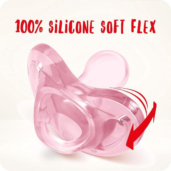 Chupeta Sensitive Soft 100% Silicone Rosa - NUK Imagem de Chupeta Sensitive Soft 100% Silicone Rosa - NUK