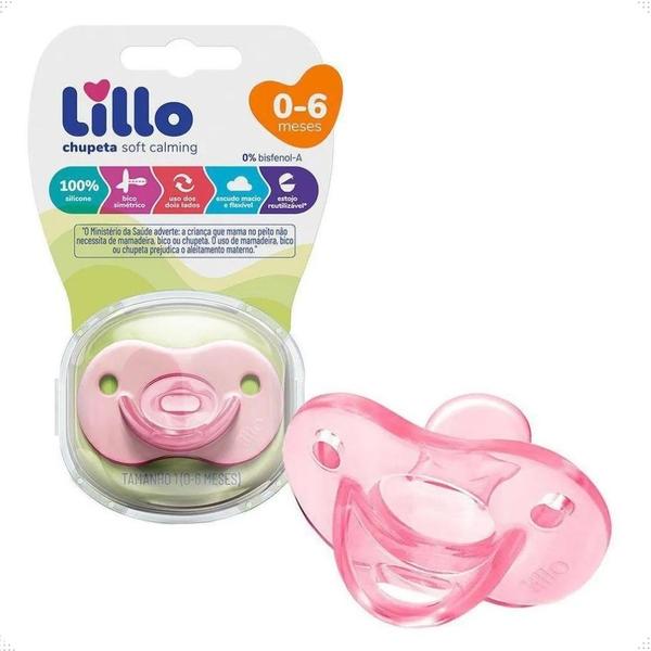 Chupeta Soft Calming Lillo Silicone Rosa Tamanho 2 6 à 18 Meses Imagem de Chupeta Soft Calming Lillo Silicone Rosa Tamanho 2 6 à 18 Meses