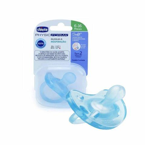 Imagem de Chupeta Soft Chicco Silicone Azul 16-36m Tam 2