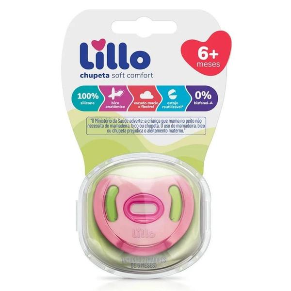 Imagem de Chupeta Soft Confort Lillo Silicone Rosa Tamanho 2 6 à 18 Meses