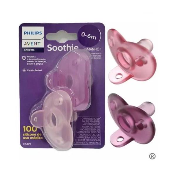 Imagem de Chupeta Soothie 0-3meses Rosa c/2 Philips Avent