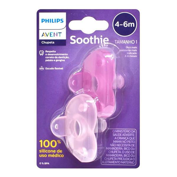 Imagem de Chupeta Soothie Calmante Dupla 4-6 Meses Rosa- Philips Avent