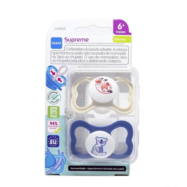 Imagem de Chupeta Supreme 6+ Meses Embalagem Dupla Azul - Mam Baby