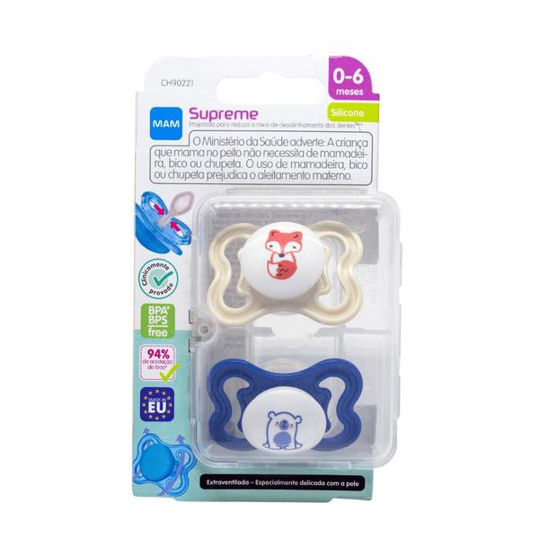 Imagem de Chupeta Supreme Azul Dupla 0-6m+ - Mam