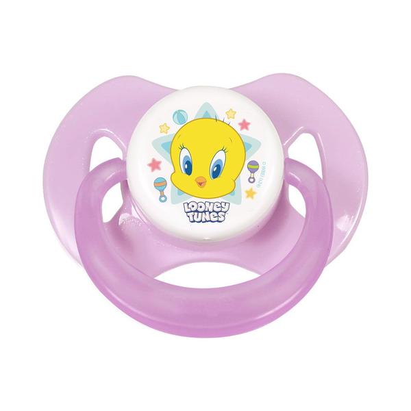 Imagem de Chupeta T1 Looney Tunes Piupiu Rosa Com Capuz e Bico de Silicone Ortôdontico de 0 a 6 Meses BabyGo