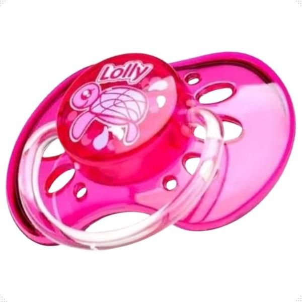 Imagem de Chupeta Tartaruga Lolly Silicone Rosa Tamanho 2 6 à 18 Meses