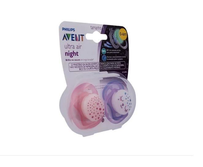 Imagem de Chupeta Ultra Air 0 a 6 Meses Dupla Noturna Esterilizável Menina - Philips Avent