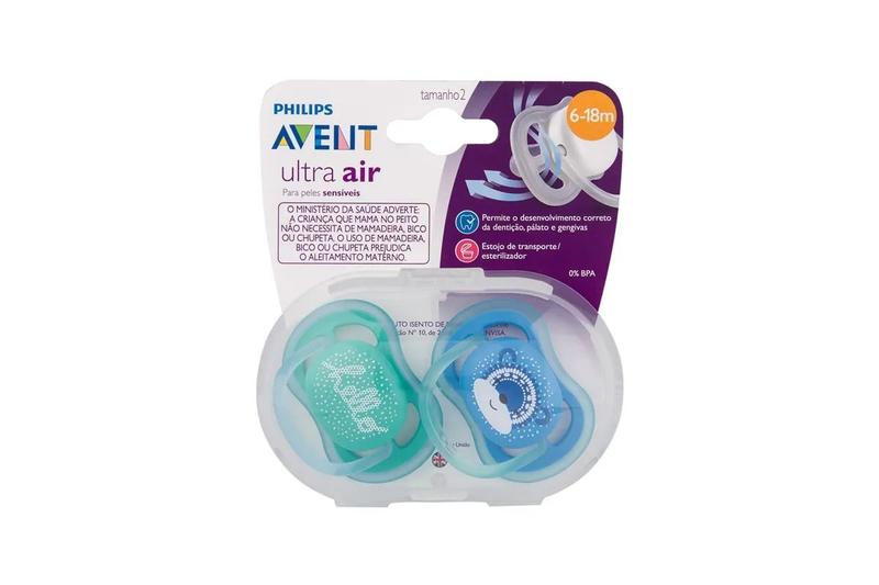 Imagem de Chupeta Ultra Air 2 unidades, Urso, 6-18m, Avent - Philips Avent SCF342/22