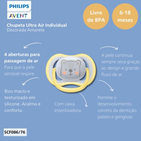 Imagem de Chupeta Ultra Air 6 -18 meses Urso - Philips Avent