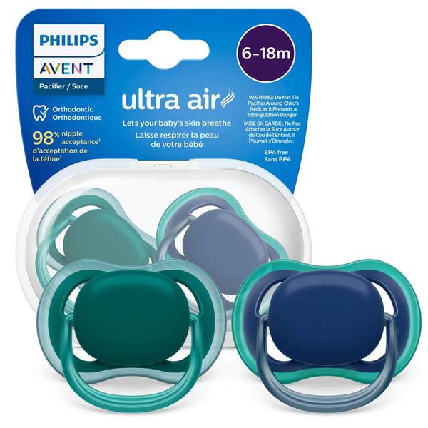 Imagem de Chupeta Ultra Air 6-18m Lisa Azul C/2 Philips Avent