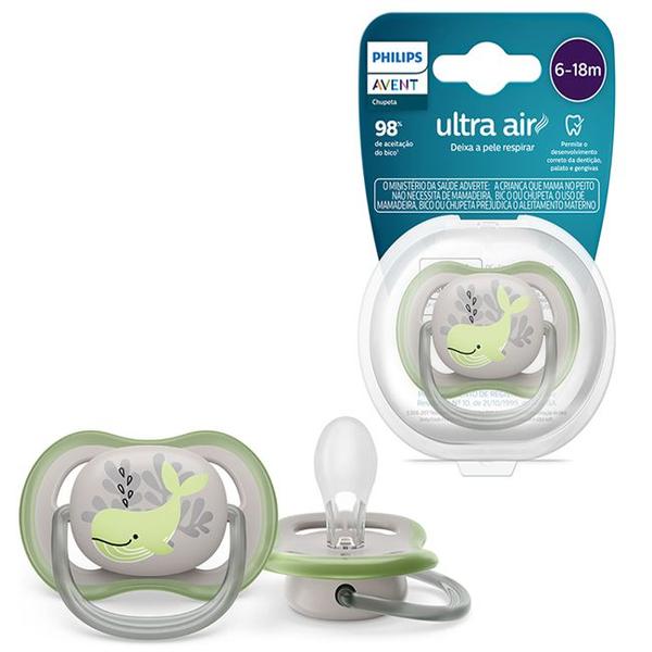 Imagem de Chupeta Ultra Air Decorada Baleia 6-18 Meses - Philips Avent