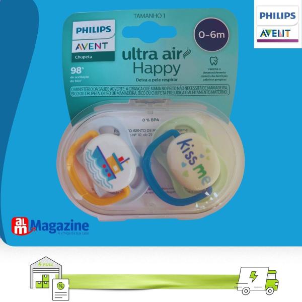 Imagem de Chupeta Ultra Air Dupla Deco Menino 0-6M Barco SCF080/13 Philips Avent