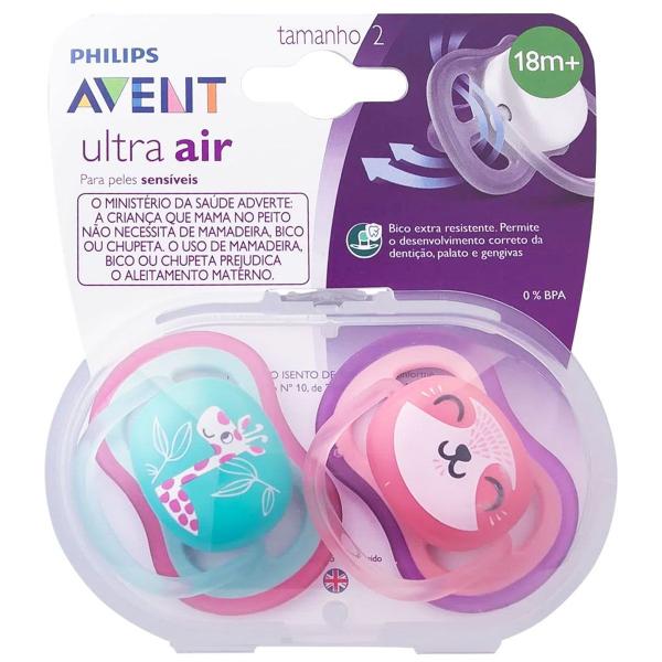 Chupeta Ultra Air Dupla Decorada 18M+ Menina - Avent Imagem de Chupeta Ultra Air Dupla Decorada 18M+ Menina - Avent