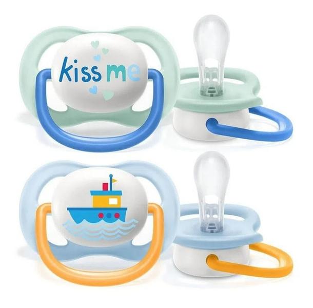 Imagem de Chupeta Ultra Air Happy c/ 2 Navio/Kiss Me 0-6 meses - Avent