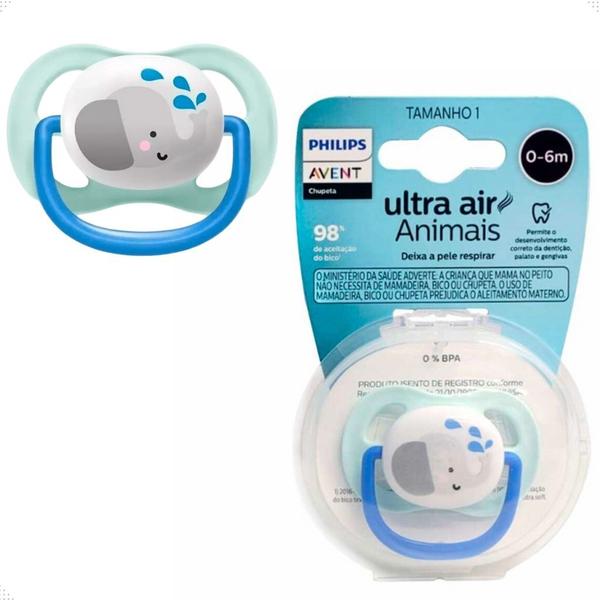 Imagem de Chupeta Ultra Air Happy Philips Avent 100% Silicone Desenho Elefante  Tamanho 1 0 à 6 Meses 0 à 6 Meses