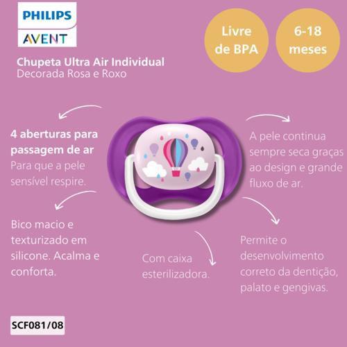 Imagem de Chupeta Ultra AIr Menina  Balões  6-18 meses - Philips Avent