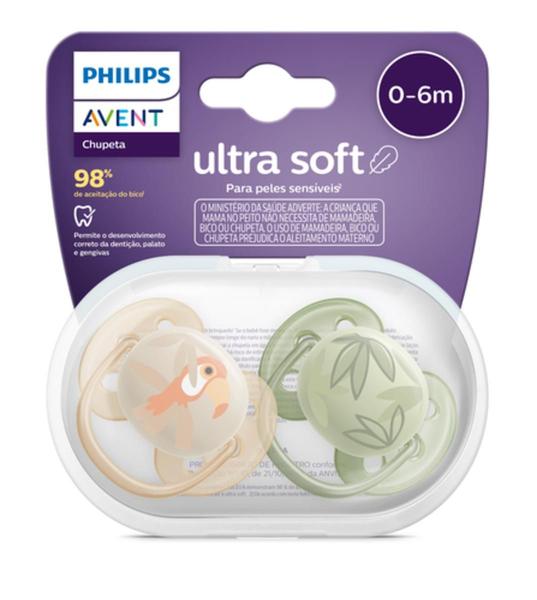 Imagem de Chupeta Ultra Soft c/2 - Pássaro e Folhas 0-6 meses - Avent