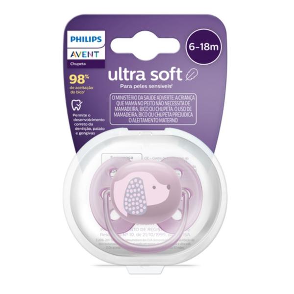 Imagem de Chupeta Ultra Soft Cachorro Rosa 6-18 meses - Philips Avent