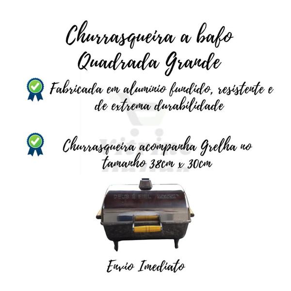 Imagem de Churrasqueira A Bafo carvão Grande Móvel portátil Aluminio Fundido premium Durafort com grelha